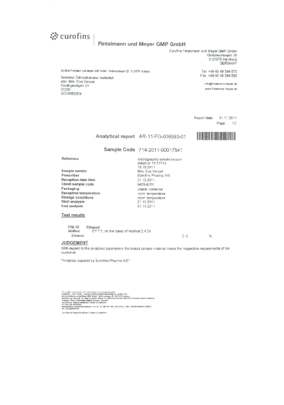 Quantitative data from a study on early intervention with Kan Jang® to treat upper, presenting measured outcomes relevant to the investigation of BACKGROUND AND AIM: Andrographis paniculata and Eleutherococcus senticosus preparations and their fixed combination, .