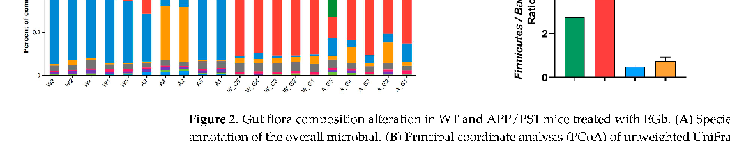 Genus-level taxonomic analysis of gut flora showing differential abundance of specific bacterial genera in response to Ginkgo biloba extract treatment. Several genera associated with short-chain fatty acid production appear enriched in the treatment group.