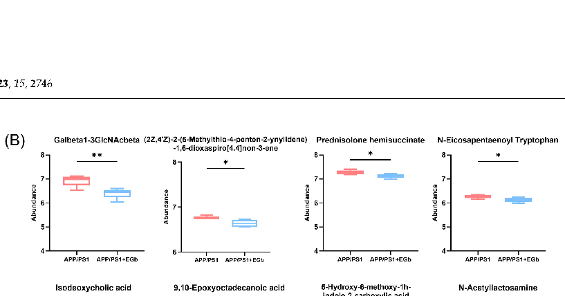 Integrated multi-omics summary linking Ginkgo biloba-induced changes in gut microbiota, microbial metabolites, and neurological outcomes in the Alzheimer's mouse model. Proposed mechanistic pathways connecting gut flora modulation to brain-gut axis signaling are illustrated.
