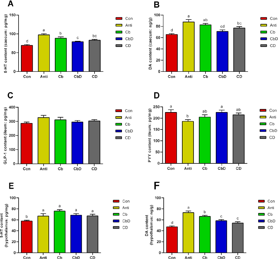 Hypothalamic signaling pathway analysis in poultry fed Clostridium butyricum and 25-hydroxyvitamin D3, examining effects on bone metabolism regulatory mechanisms.